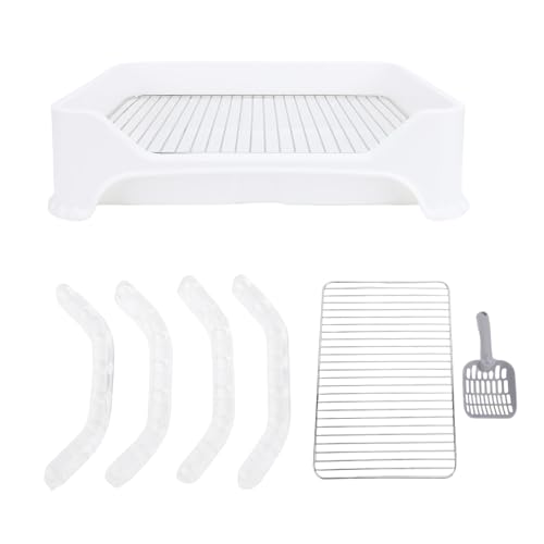 Haofy Große Mesh-Hundetoilette mit Edelstahlschale, Töpfchen-Töpfchen-Pad-Halter für Mittelgroße Rassen, Anti-Slip-Welpen-Trainingspurtbox, Einfaches Aufräumen, ästhetisch Ansprechend (White) von Haofy