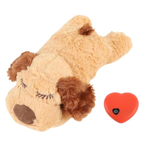 Haofy Heartbeat Simulation Interaktives Welpenspielzeug, Komfort Angstlinderplüschspielzeug mit Echtem Gestopften Tierplüschpuppe für Katzenhunde Haustiere (Brown) von Haofy