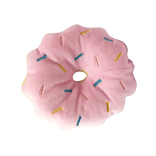 Haofy Hundespielzeug Interaktiver Süßes Cartoon Hund Donut Spielzeug Plüsch Stoff, Eingebaut für Kleine Mittelgroße Hunde Eingebaut (Rosig) von Haofy