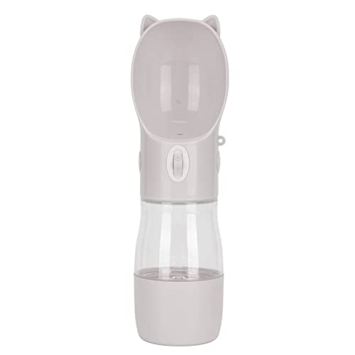 Tragbarer Hundewasserspender, Hundewasserflasche, Auslaufsicher, Breiter Wassertrog, Einhandbedienung mit Leckerli-Futterbehälter für Welpen Im Freien (Gray) von Haofy