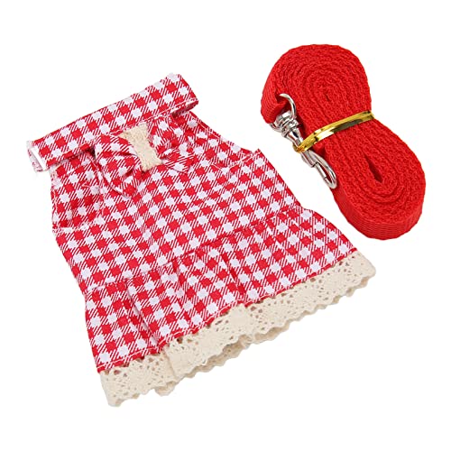 Hasengeschirr und Leine, Kaninchenkleid. Einfaches An- und Ausziehen. 4-Jahreszeiten-verstellbares Traktionsseil aus Weichem Nylongewebe Zum Spazierengehen (M Rot kariert) von Haofy