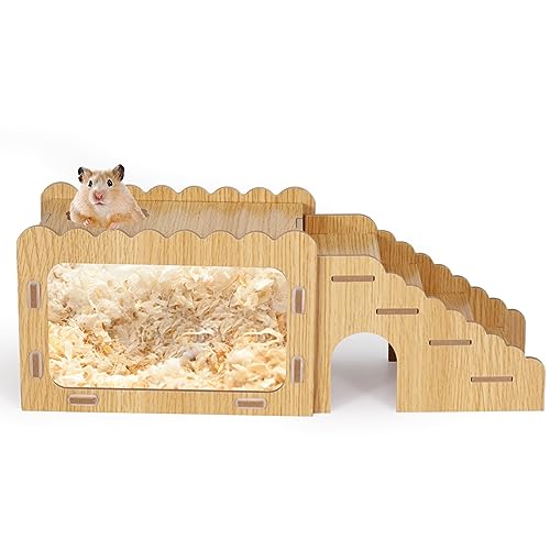 Hamster Graben Box, Sichtbarer Hamster Graben Raum mit Acryl Transparent Brett, Hamsterversteck und Erkundungshaus mit Kletterleiter, Hamster Graben Holz Spielzeug für Meerschweinchen Syrische Hamster von Haohai