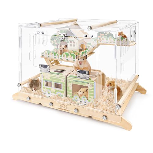 Hamsterkäfig aus Acryl mit Hamsterverstecken, Hamstertank für Kleintiere, Mäusekäfig für Haustiermäuse, Hamster-Starterset, Meerschweinchenhütte, Hamsterzubehör (Hamsterkäfig E) von Haohai