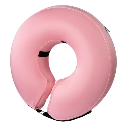 Haoion Hundekegel-Halsband, aufblasbarer Genesungs-Haustierkegel nach Operationen, verstellbares aufblasbares Donut-Halsband, Haustier-Genesungshalsband für Hunde und Katzen, Rosa, 45,7 cm - 63,5 cm von Haoion