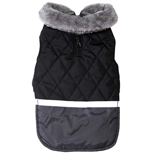 Haojie Fleece Collar Reversible Hundemäntel Outfit Kleidung für kleine mittelgroße Hunde wasserdichte warme Hundejacke für den kalten Winter (3XL, Schwarz) von Haojie