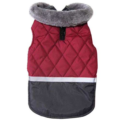 Haojie Fleece Collar Reversible Hundemäntel Outfit Kleidung für kleine mittelgroße Hunde wasserdichte warme Hundejacke für den kalten Winter (S, rot) von Haojie