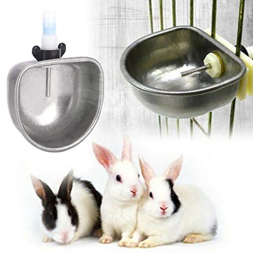 10 Sätze Edelstahl Kaninchen Trinker Fütterung Wasserschale Automatische Wasserzufuhr Schüssel für Hase Frettchen Hamster Guinea Farm Zubehör von Haokaini