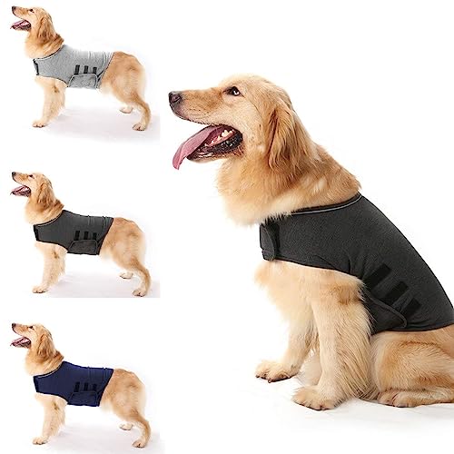 Anti-Angst-Hundejacke Hund Beruhigungsmantel Haustier Stressabbau Hemd Warme Beruhigungsweste Leichte Donner Hund Wickel Hund Angst Jacke (Dunkelgrau L) von Haokaini