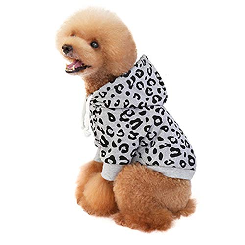 Haokaini Haustier-Kapuzen-Sweatshirt mit Leopardenmuster, Baumwolle, für kleine Hunde, Welpen, Schnauzer, Teddy, Pudel, Chihuahua von Haokaini