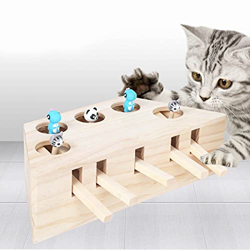 Haokaini Katzenspielzeug Maus Schlag Maulwurf Interaktives Spielzeug Puzzle Box mit Cartoon Maus Katze Schlag Spiel für Katze Spielen Kratzbiss von Haokaini