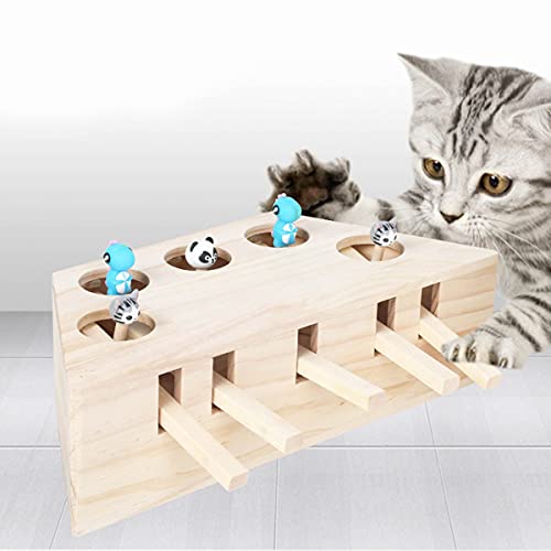 Haokaini Katzenspielzeug Maus Schlag Maulwurf Maus Interaktives Spielzeug Kätzchen Jagd Spielzeug Puzzle Box mit Cartoon Maus Katze Schlag Spiel für Katze Spielen Kratzbiss von Haokaini