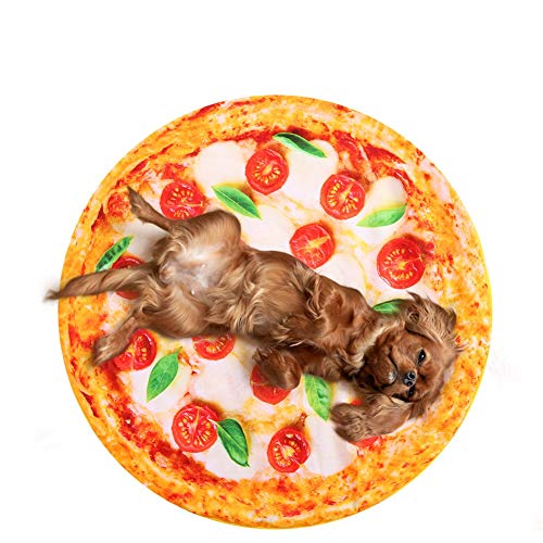 Haokaini Pizza-Fleecedecke, weich, waschbar, Simulation Pizza warm, hält Hund, Katze, Kreativität, Haustier, Schlafmatte, Pad für kleine Katzen, Hunde, Welpen, Kätzchen von Haokaini