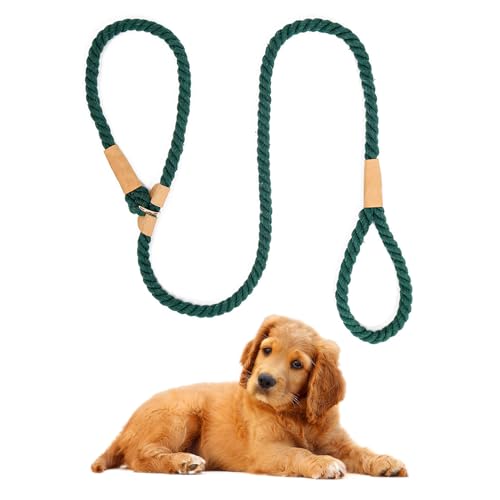Hundeleine, robustes Baumwollseil, Trainingsleine für große, mittelgroße und kleine Hunde, Schwarzgrün von Haokaini