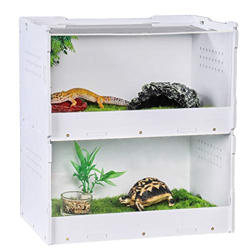Haokaini Insektenfütterungsbox Acryl Transparente Reptilienzuchtbox Doppeldeck-Haustierzuchtkoffer für Spinnenechsen-Skorpion Tausendfüßler Gehörnter Froschgeckokäfer von Haokaini