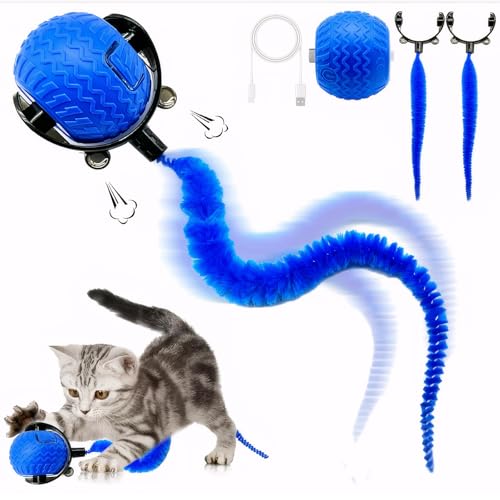 Haokelai Chewie Viraler Rollball, Chewie Ball für Katzen Hunde, Aktive Rolling Balls mit Zwei Schwänzen, Interaktives Hund Katze Smart BallSpielzeug, 360° Smart Automatisches Rollen Große Kleine von Haokelai