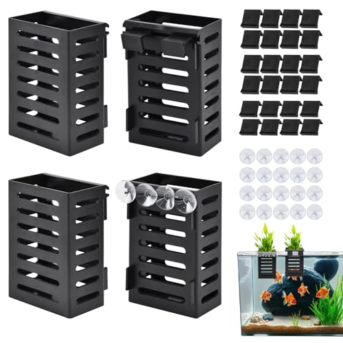 Aquarium-Pflanztöpfe zum Aufhängen, mit 24 Haken und 20 Saugnäpfen, Pflanzenhalter für Aquaponische Pflanzenzucht und Wasserspiel-Dekoration, Schwarz, 4 Stück Aquarium-Pflanztöpfe zum Aufhängen, mit 24 Haken und 20 Saugnäpfen, Pflanzenhalter für Aquaponische Pflanzenzucht und Wasserspiel-Dekoration, Schwarz, 4 Stück von Haolake