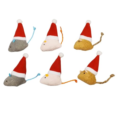 6er-Pack Katzenminze Katzenmäuse Spielzeug mit niedlichen Weihnachtsmützen - Urlaub Katze Plüschtier Set für Katzen & Kätzchen, Festliche interaktive Katzenminze Mäuse für Indoor-Katzen, langlebig & 6er-Pack Katzenminze Katzenmäuse Spielzeug mit niedlichen Weihnachtsmützen - Urlaub Katze Plüschtier Set für Katzen & Kätzchen, Festliche interaktive Katzenminze Mäuse für Indoor-Katzen, langlebig & von Haourlife