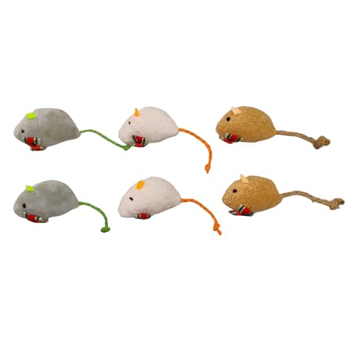 Haourlife 6er-Pack Katzenminze Mäuse Spielzeug mit goldenen Weihnachtsschleifen - Urlaub Plüsch Maus Set für Katzen, interaktives und festliches Katzenspielzeug Haourlife 6er-Pack Katzenminze Mäuse Spielzeug mit goldenen Weihnachtsschleifen - Urlaub Plüsch Maus Set für Katzen, interaktives und festliches Katzenspielzeug von Haourlife