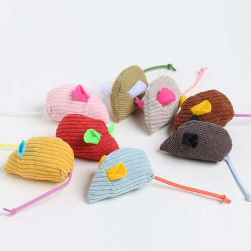 Haourlife Katzenminze-Plüsch-Mäuse-Spielzeug, interaktives buntes Maus-Set für Indoor-Katzen, lustiges und ansprechendes Kätzchen-Übungs- und Spielspielzeug, 8 Stück von Haourlife