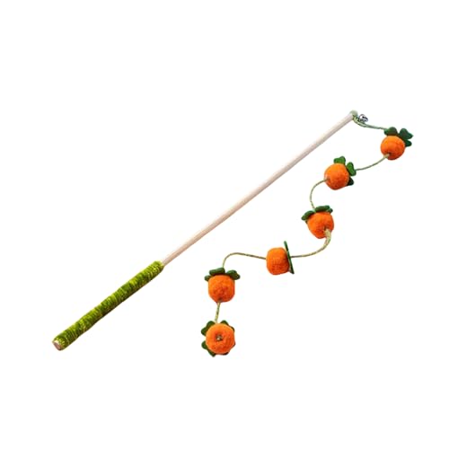 Haourlife Katzenstab-Spielzeug mit Glocke - Bambus Cat Teaser Stick für verspielte Katzen - Orange Persimmon Haourlife Katzenstab-Spielzeug mit Glocke - Bambus Cat Teaser Stick für verspielte Katzen - Orange Persimmon von Haourlife