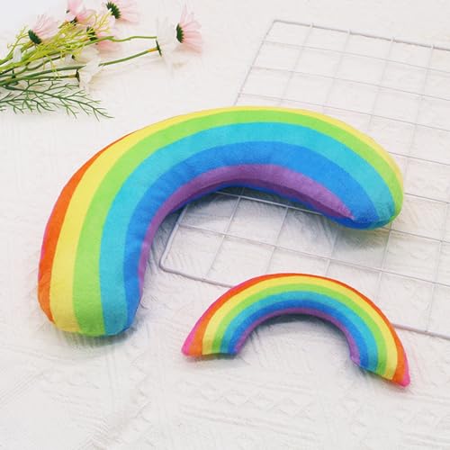 Kleines Kissen mit Regenbogen-Katzenminze für Katzen und Welpen, ultraweich, warm, flauschig, beruhigendes Spielzeug, halber Donut-Kuscheltier zur Gelenkentlastung, Schlafverbesserung, von Haourlife