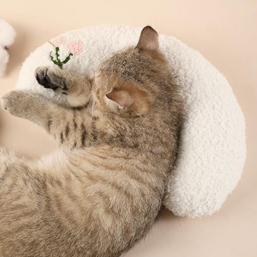 Little Pillow for Cats Puppy Ultra Soft Fluffy Pet Calming Toy Half Donut Cuddler for Joint Relief Sleeping Improve Machine Washable-White von Haourlife