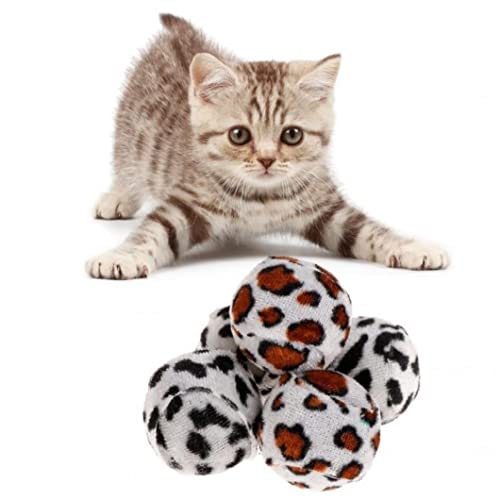 Haustier Spielzeug Plüschkugeln 5pcs Leopard Interaktives Spiel Lustige Katze Hund Kätzchen Kratzspielzeug Squeaky Sound Kaubiss von Haowul