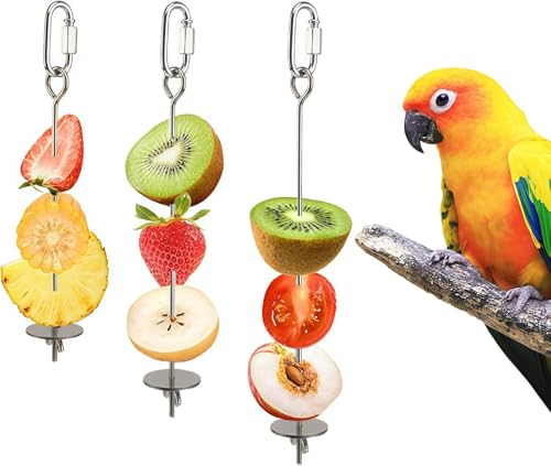Haoyaru 3-teiliges Vogelkäfig-Set – Futter aus Edelstahl, Papagei, Obst, Gemüse, hängende Kette, Futterspielzeug für Wellensittiche, kleine Papageien, Papageien mit Tigerhaut Haoyaru 3-teiliges Vogelkäfig-Set – Futter aus Edelstahl, Papagei, Obst, Gemüse, hängende Kette, Futterspielzeug für Wellensittiche, kleine Papageien, Papageien mit Tigerhaut von Haoyaru