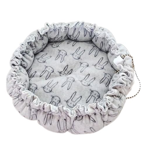 Haoyull Haustierbett mit Cartoon-Aufdruck, rundes Katzenbett, Schlafbett für Hunde und Katzen, Winterhaus, Kordelzug, Haustiermatte für Kätzchen, Welpen, Schlafzubehör Haoyull Haustierbett mit Cartoon-Aufdruck, rundes Katzenbett, Schlafbett für Hunde und Katzen, Winterhaus, Kordelzug, Haustiermatte für Kätzchen, Welpen, Schlafzubehör von Haoyull