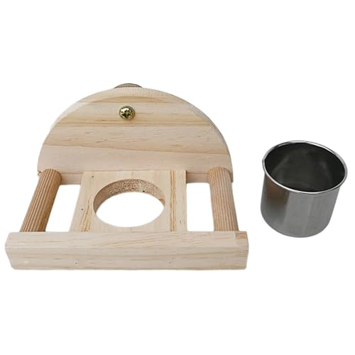 Haoyull Vogelnapf-Trainingsstange mit Tasse, Papageienkäfig, Spielzeug für Nymphensittiche, Wellensittiche, Papageien, Fitnessstudio, Spielzeug mit Futterbecher von Haoyull