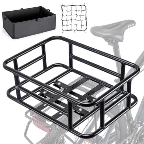 Fahrradkorb Hinten, Hinterradkorb mit Cargo Netz und Liner, Schulranzen Hinten Hervorragen aus Aluminium, Tragkraft bis zu 30 kg und Volumen 10L für Fahrrad, E-Bike, Elektrofahrrad 46 x 33 15 cm Fahrradkorb Hinten, Hinterradkorb mit Cargo Netz und Liner, Schulranzen Hinten Hervorragen aus Aluminium, Tragkraft bis zu 30 kg und Volumen 10L für Fahrrad, E-Bike, Elektrofahrrad 46 x 33 15 cm von Hapihom
