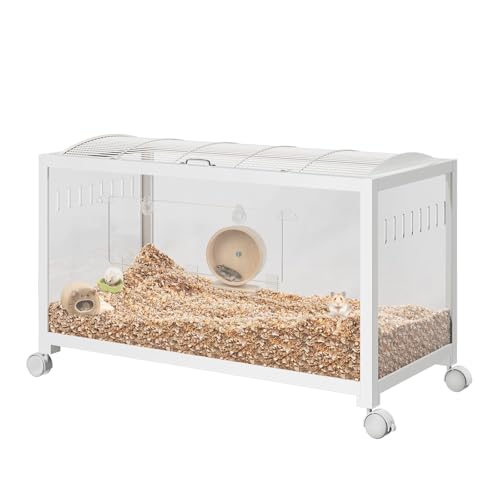 Hamsterkäfig, 360°-Sicht, transparenter Hamsterlebensraum, Kleintierkäfig,belüfteter Mäusekäfig mit Vordertür, Rattenkäfig, tragbares Hamsterhaus für Ratten, Meerschweinchen,96x47x50 cm von Hapihom