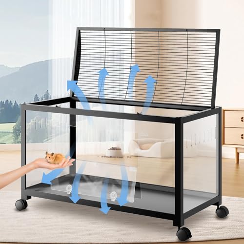 Hamsterkäfig, Metall Rattenkäfig, 360°-Sicht Kleintierkäfig Groß, 97L x 47W x 51H cm Hamstervilla aus Acrylglas, Ausreichende Belüftung transparenter Hamsterlebensraum für Ratten, Meerschweinchen - Sc Hamsterkäfig, Metall Rattenkäfig, 360°-Sicht Kleintierkäfig Groß, 97L x 47W x 51H cm Hamstervilla aus Acrylglas, Ausreichende Belüftung transparenter Hamsterlebensraum für Ratten, Meerschweinchen - Sc von Hapihom