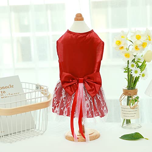 Hapihom Prinzessinnenkleid mit Schleife, Geburtstagskostüm für große und mittelgroße und kleine Hunde und Katzen, Rot, Größe L von Hapihom