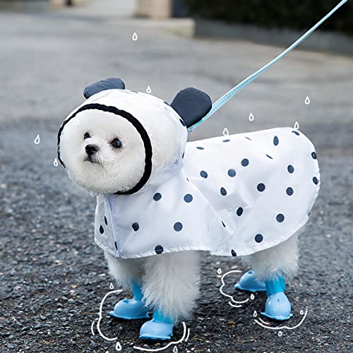 Hapihom Regenmantel für Hunde, transparent, mit Kapuze, gepunktet, für kleine und mittelgroße Hunde, Größe L (Gewicht 4–5,5 kg) von Hapihom