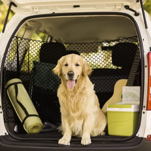 Hunde Absperrnetz, 130 x 90cm große Haustier Barrier, Hundegitter Auto Kofferraum Sicherheitsnetz, universelle Passform für Hund Katze, Haustier-Trenngitter für LKW Laderaum, SUVs, Van, Fahrzeuge von Hapihom