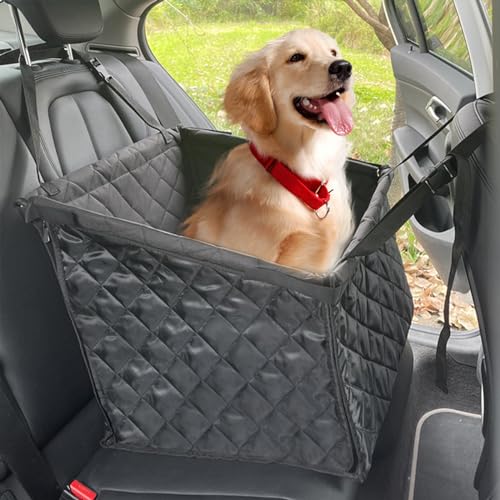 Hunde-Autositz, tragbare, waschbare, wasserdichte Haustier-Reisetaschen, abnehmbare Hundehängematte auf dem Rücksitz mit 4 PVC-Rohren für Limousinen, mittelgroße und große Autos Schwarz von Hapihom