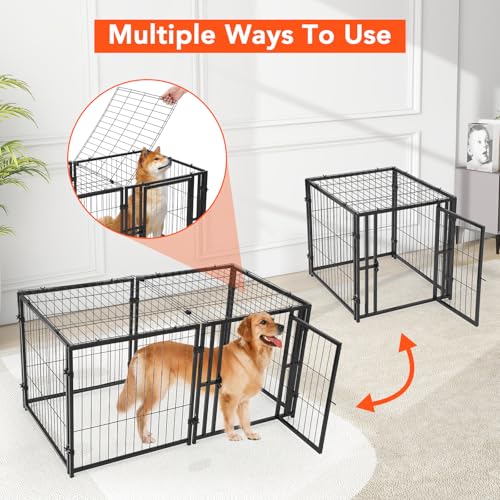 Hundekäfig Hochbelastbar, 122 x 61 x 61cm Hundebox mit 2 Türen, Flexibel Welpenauslauf Outdoor Indoor, Metall Hundezwinger für Große und mittlere Hunde Hundekäfig Hochbelastbar, 122 x 61 x 61cm Hundebox mit 2 Türen, Flexibel Welpenauslauf Outdoor Indoor, Metall Hundezwinger für Große und mittlere Hunde von Hapihom