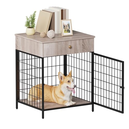 Hundekäfig Möbel, 59 x 52 x 74 cm Hölzerne Hundebox mit Klappe nach Oben Tür und Schublade, Möbel Stil Indoor-Hundezwinger Beistelltisch für kleine Hunde, Hundehütte aus Metall Holzwerkstoff Hundekäfig Möbel, 59 x 52 x 74 cm Hölzerne Hundebox mit Klappe nach Oben Tür und Schublade, Möbel Stil Indoor-Hundezwinger Beistelltisch für kleine Hunde, Hundehütte aus Metall Holzwerkstoff von Hapihom