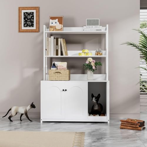 Katzentoiletten-Gehäusemöbel, 3-in-1 verstecktes Katzentoiletten-Möbel mit 3 Ablagefächern, Katzentoiletten-Gehäuseschrank,35''x18 x52'' Katzentoiletten-Gehäusemöbel, 3-in-1 verstecktes Katzentoiletten-Möbel mit 3 Ablagefächern, Katzentoiletten-Gehäuseschrank,35''x18 x52'' von Hapihom