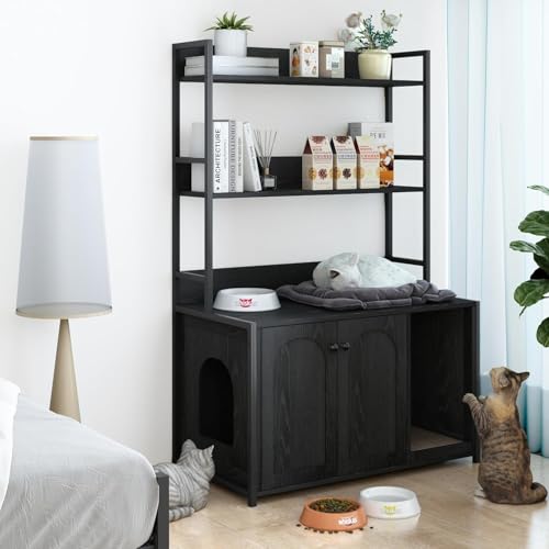 Katzentoiletten-Gehäusemöbel, 3-in-1 verstecktes Katzentoiletten-Möbel mit 3 Ablagefächern, Katzentoiletten-Gehäuseschrank,35''x18 x52'' Katzentoiletten-Gehäusemöbel, 3-in-1 verstecktes Katzentoiletten-Möbel mit 3 Ablagefächern, Katzentoiletten-Gehäuseschrank,35''x18 x52'' von Hapihom