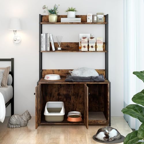 Katzentoiletten-Gehäusemöbel, 3-in-1 verstecktes Katzentoiletten-Möbel mit 3 Ablagefächern, Katzentoiletten-Gehäuseschrank,35''x18 x52'' Katzentoiletten-Gehäusemöbel, 3-in-1 verstecktes Katzentoiletten-Möbel mit 3 Ablagefächern, Katzentoiletten-Gehäuseschrank,35''x18 x52'' von Hapihom