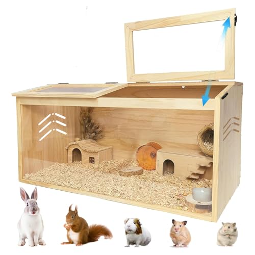 Kleiner Tierkäfig mit klappbarem Deckel,holzerner Hamsterkäfig Acrylfenster für Sicht geeignet für Meerschweinchen, Hamster, Schildkröten,80x40x40cm Kleiner Tierkäfig mit klappbarem Deckel,holzerner Hamsterkäfig Acrylfenster für Sicht geeignet für Meerschweinchen, Hamster, Schildkröten,80x40x40cm von Hapihom