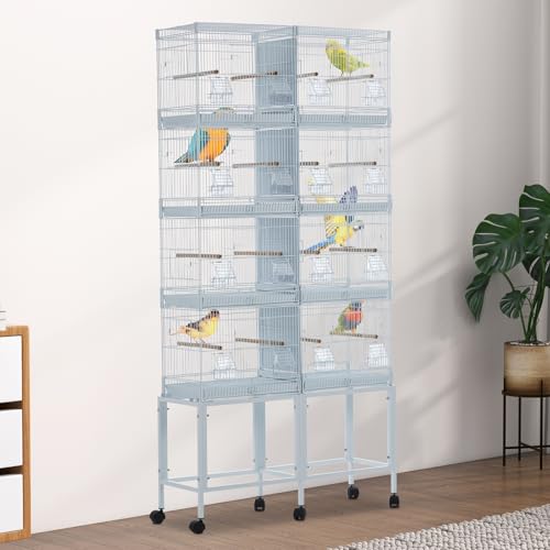 Vogelkäfig großer, Vogelvoliere mit 16 Holzstangen, 16 Vogel-Futternapf, 360° Rollen & schmutzwanneneinsatz, für 10 Sittiche, Kanarienvögel, nymphensittiche, Wellensittich, Papagei 85x28x170cm Vogelkäfig großer, Vogelvoliere mit 16 Holzstangen, 16 Vogel-Futternapf, 360° Rollen & schmutzwanneneinsatz, für 10 Sittiche, Kanarienvögel, nymphensittiche, Wellensittich, Papagei 85x28x170cm von Hapihom