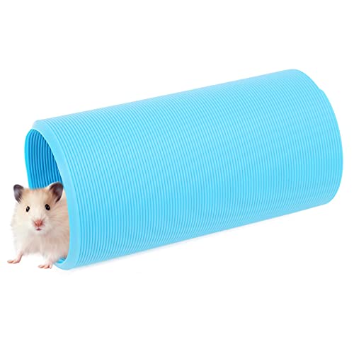 Ausziehbar Hamster Rohr, Kunststoff Tier Tunnel, 10x100cm Klein Nagertunnel Spieltunnel, Haustierkäfig Zubehör für Meerschweinchen, Igel, Chinchillas, Ratten, Frettchen, Degus und Zwergkaninchen(Blau) von Hapivida