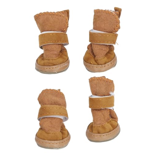 Hapivida 4pcs Haustierhundstiefel, Anti-Rutsch Welpenstiefel mit Verstellbaren Streifen, Warme Hundepfoten Schutzschuhe für kleine Chihuahua, Bichon, Schnauzer (4.2x3.2cm) von Hapivida