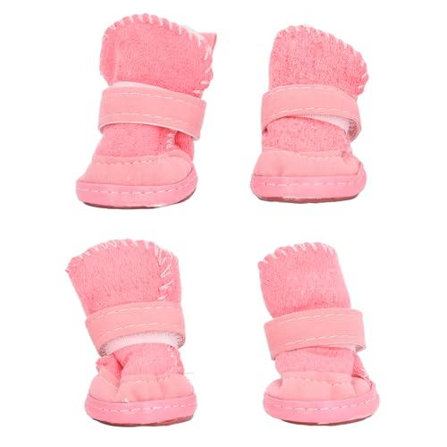 Hapivida 4pcs Haustierhundstiefel, Anti-Rutsch Welpenstiefel mit Verstellbaren Streifen, Warme Hundepfoten Schutzschuhe für kleine Chihuahua, Bichon, Schnauzer (5.7x4.3cm) von Hapivida