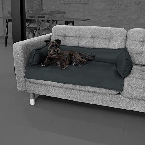Happers Hundebett oder Katzenbett für Sofa Wasserdicht mit 3 Kissen. Farbe Anthrazit und Größe XL von Happers