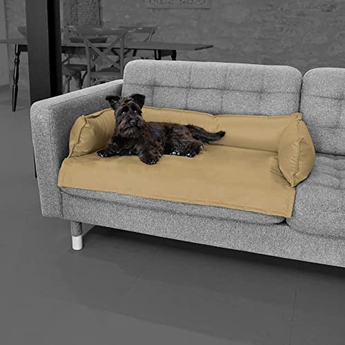 Happers Hundebett oder Katzenbett für Sofa Wasserdicht mit 3 Kissen. Farbe Beige und Größe XL von Happers