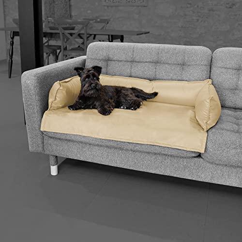 Happers Hundebett oder Katzenbett für Sofa Wasserdicht mit 3 Kissen. Farbe Ecru und Größe XL von Happers